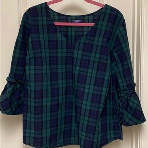 Izod Plaid Ruffle Blouse
